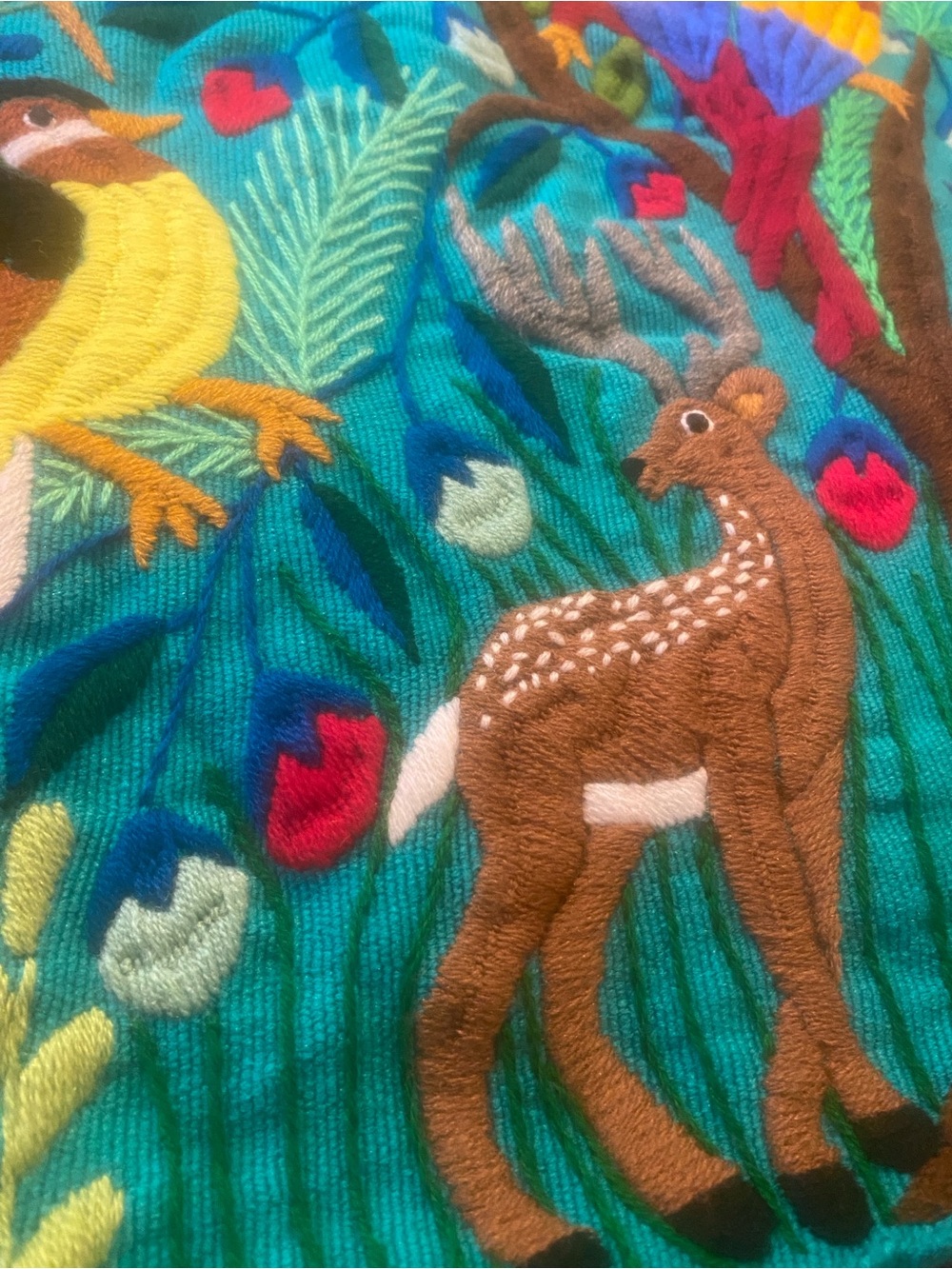 Handmade Pillow Case Cover Oaxaca Mexico Embroidered Animals Square Home Decor - Picture 2 of 3
